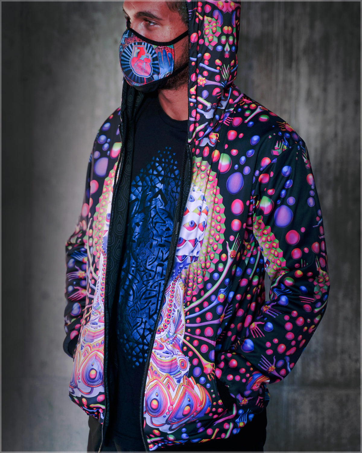 Rainbow Consciousness Midweight Reversible Hoodie by Ben Ridgway