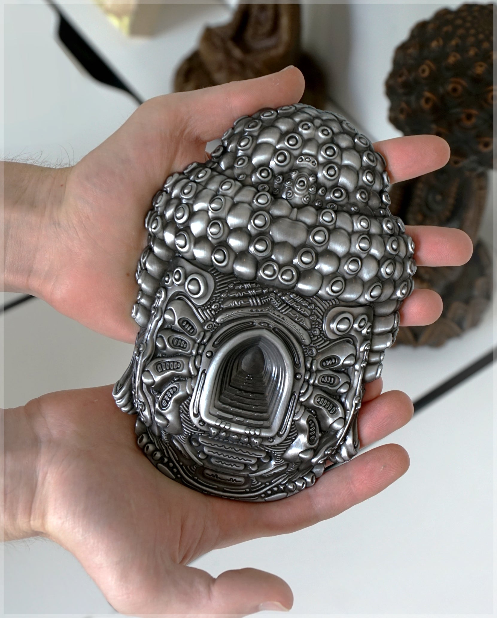 Buddha Electric Head Pin/Sculpture by Ben Ridgway