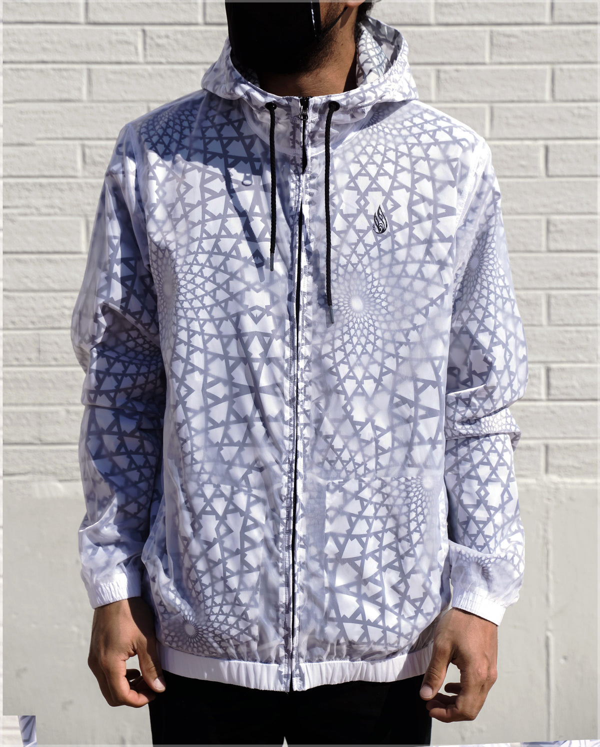 Data Loop Translucent Windbreaker Hoodie by Threyda