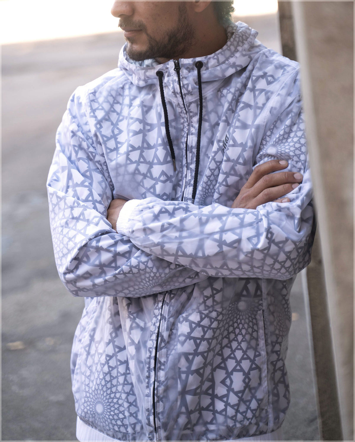 Data Loop Translucent Windbreaker Hoodie by Threyda