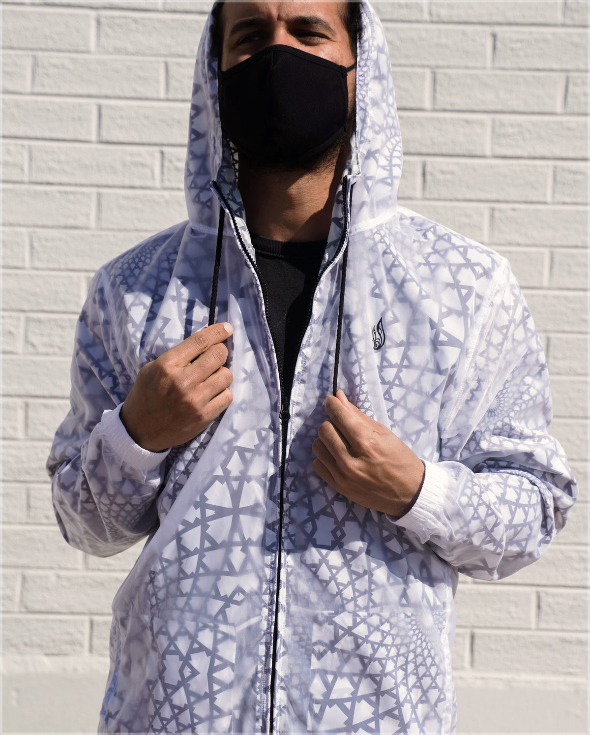 Data Loop Translucent Windbreaker Hoodie by Threyda