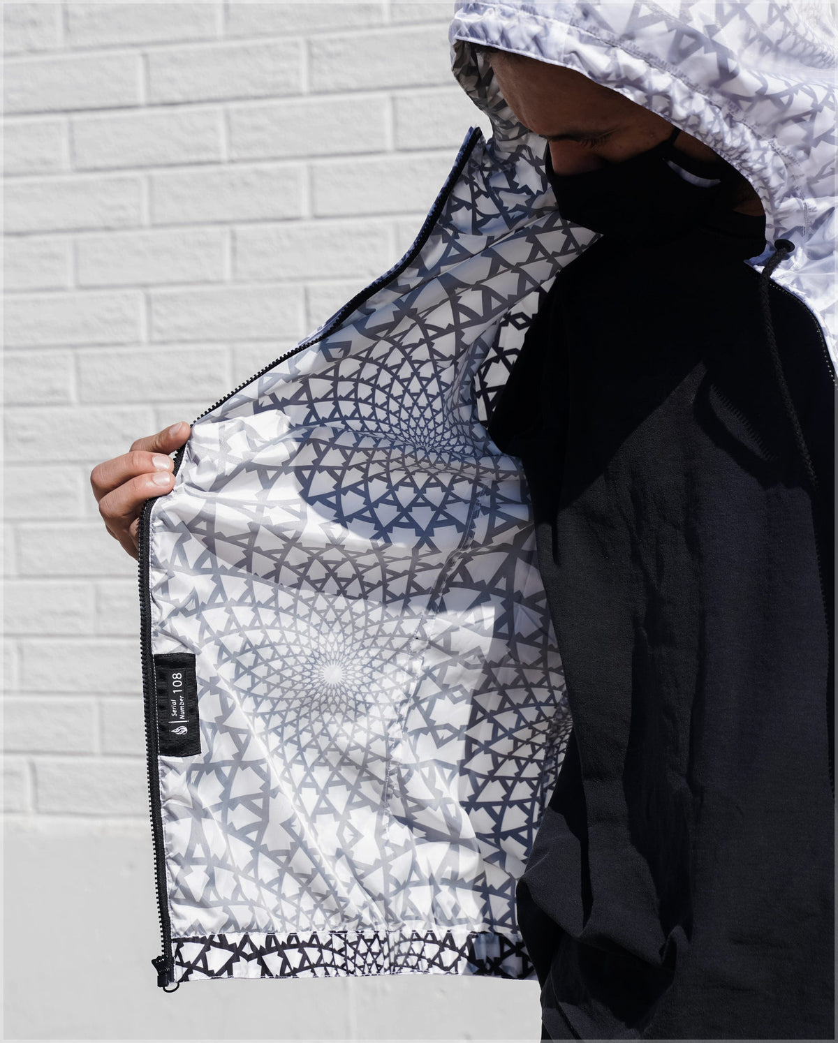 Data Loop Translucent Windbreaker Hoodie by Threyda