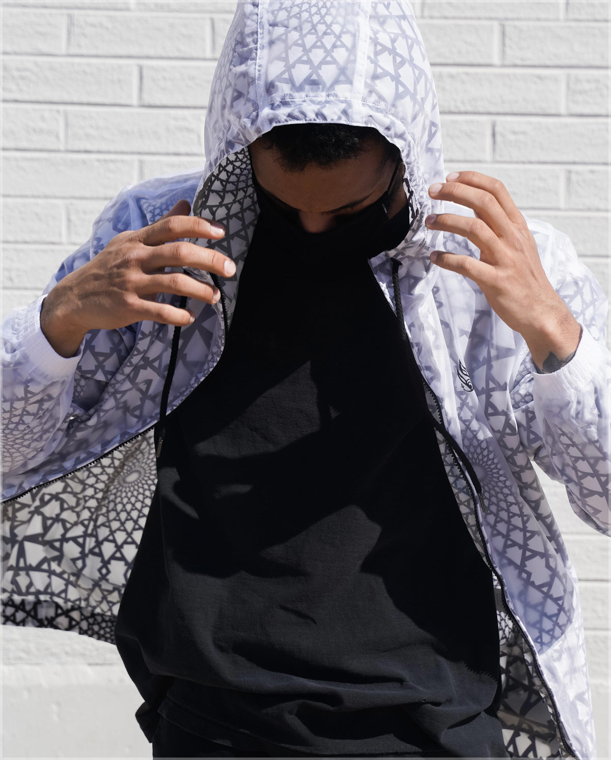 Data Loop Translucent Windbreaker Hoodie by Threyda