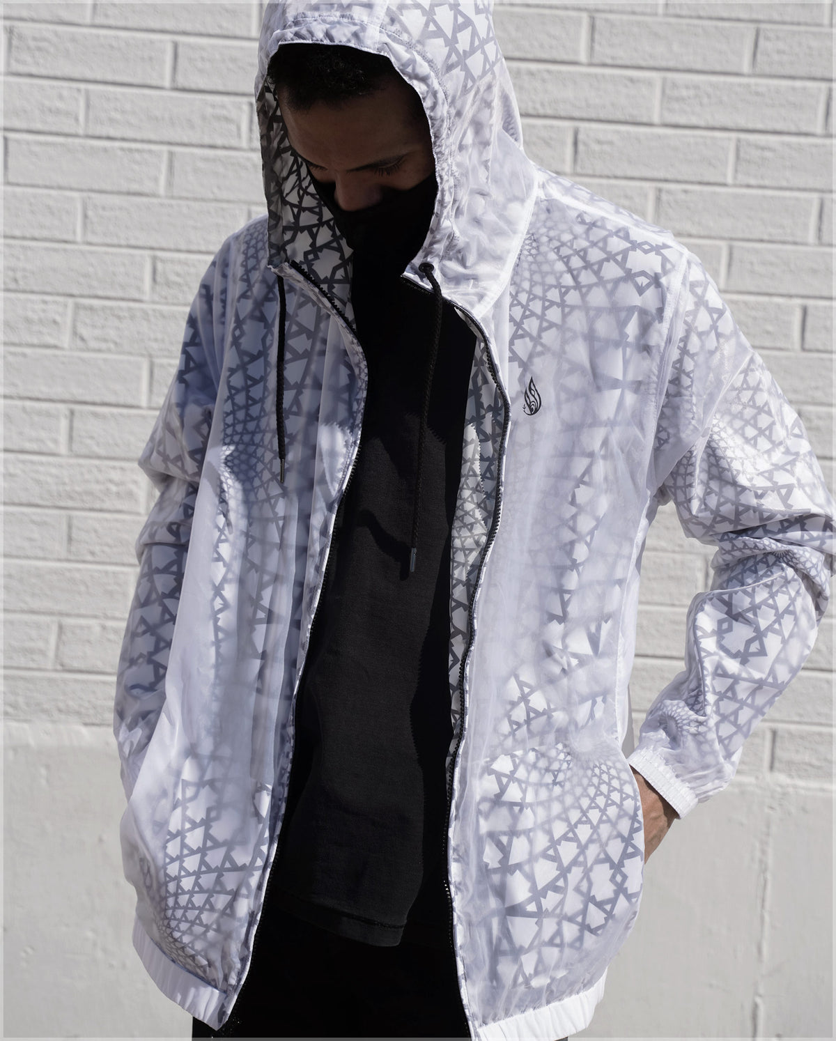 Data Loop Translucent Windbreaker Hoodie by Threyda