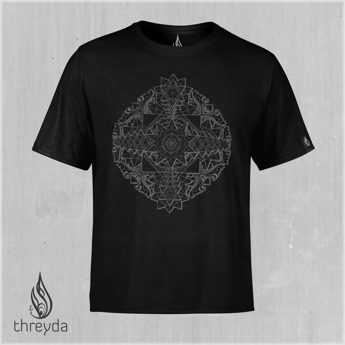 Sri Yantra Dark Cotton Tee by Kimi Takemura