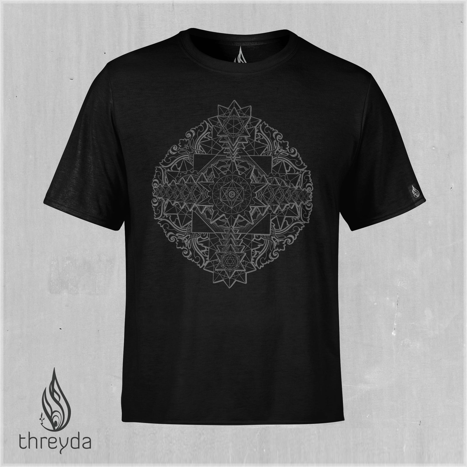 Sri Yantra Dark Cotton Tee by Kimi Takemura