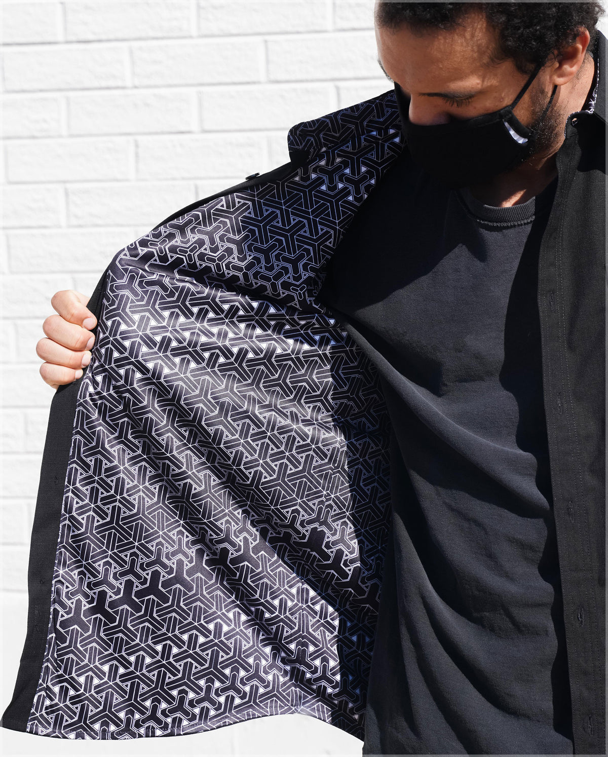 Tesselate Black Button Down Shirt by Kimi Takemura