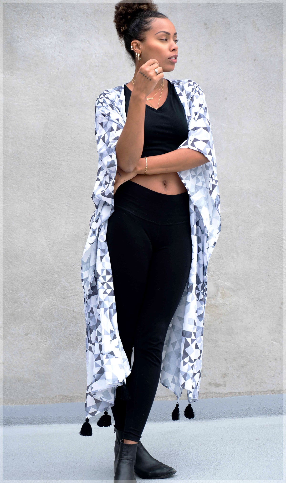 Geo Esoteric Long Kimono by Threyda