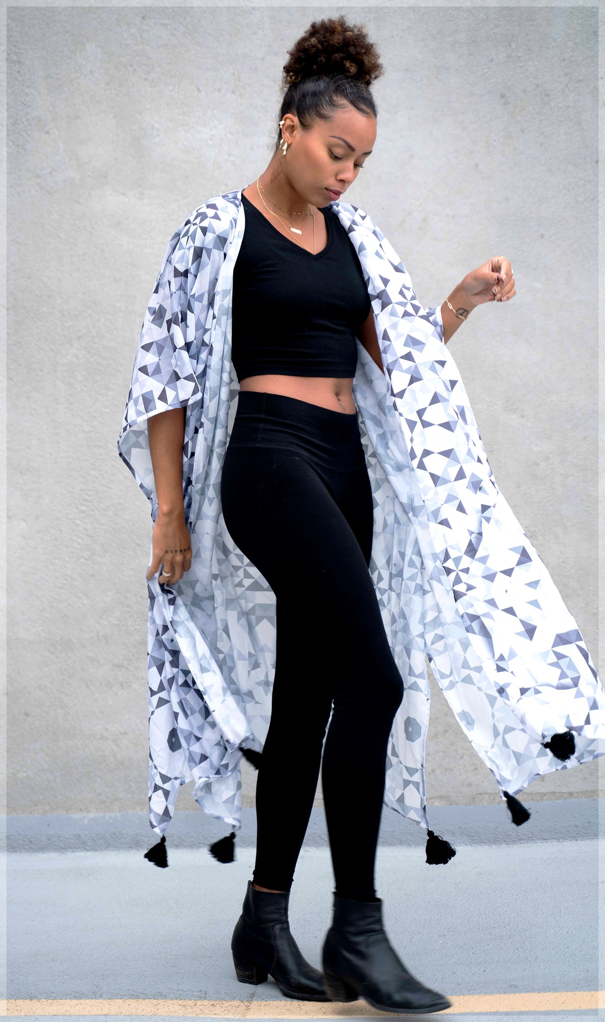 Geo Esoteric Long Kimono by Threyda