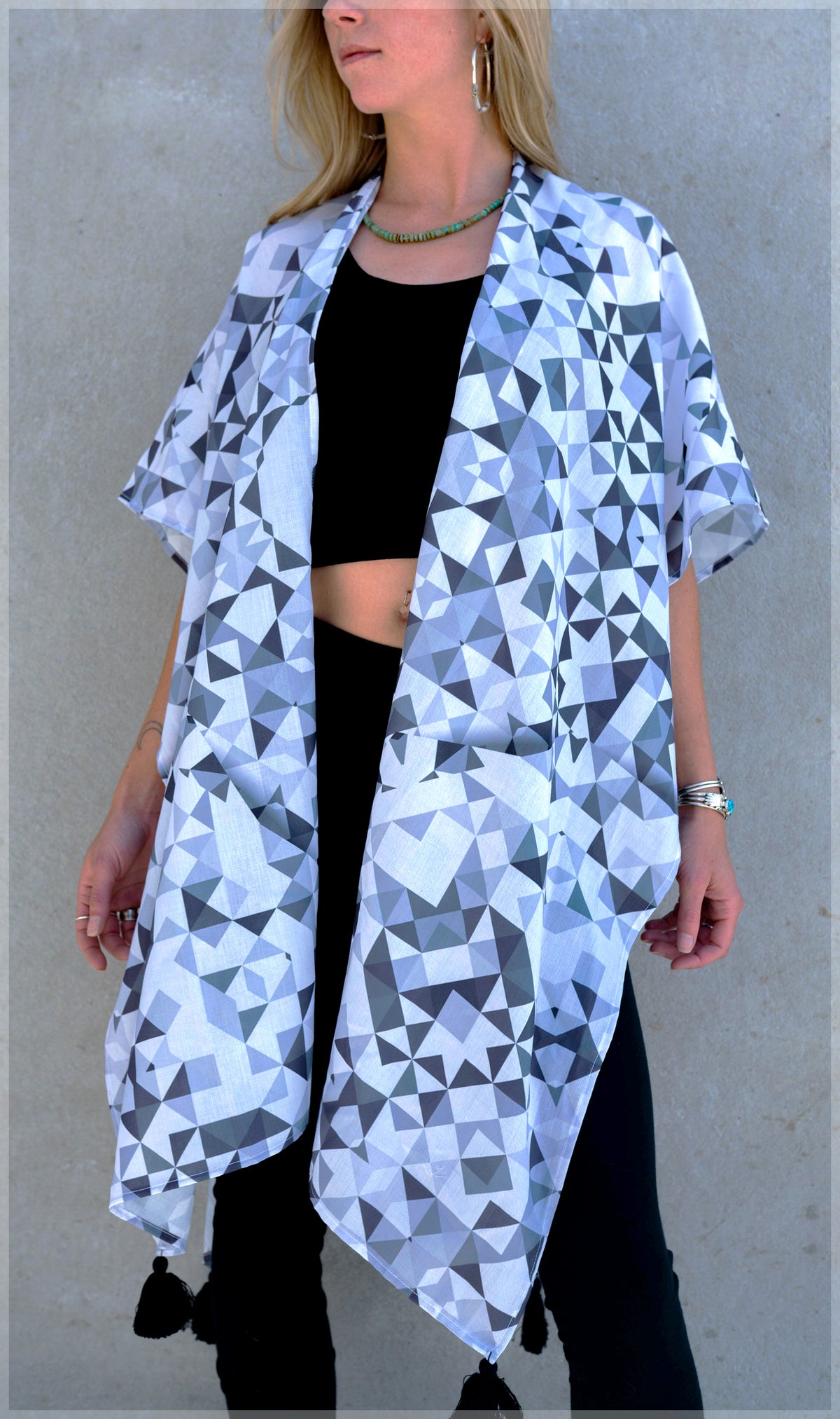 Geo Esoteric Long Kimono by Threyda