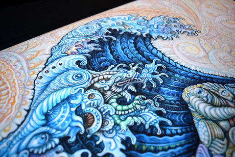 Hokusai - The Great Wave - by Randal Roberts , Art Print - Randal Roberts, Threyda - 3